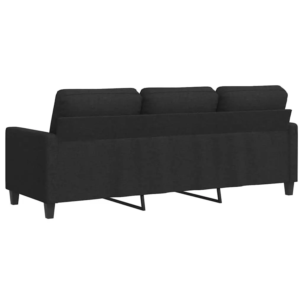 3-Seater Sofa Black Fabric 180cm Modern Living Room Couch