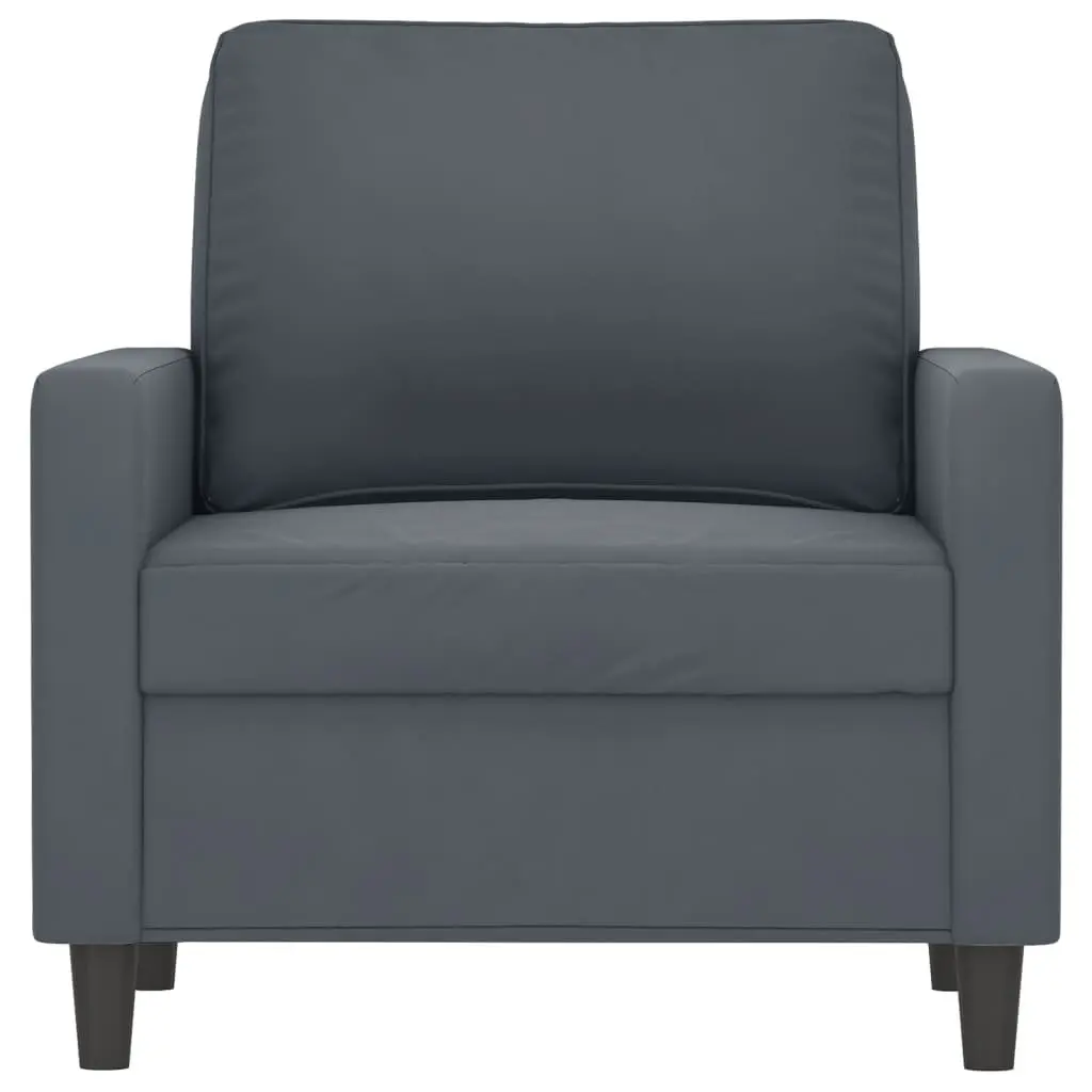 Sofa Chair Grey Velvet 60cm Padded Armchair