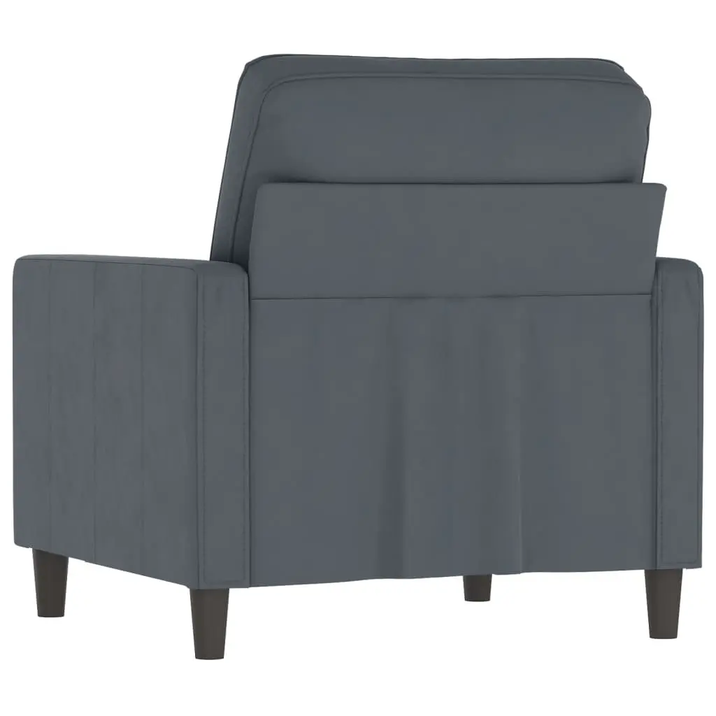 Sofa Chair Grey Velvet 60cm Padded Armchair