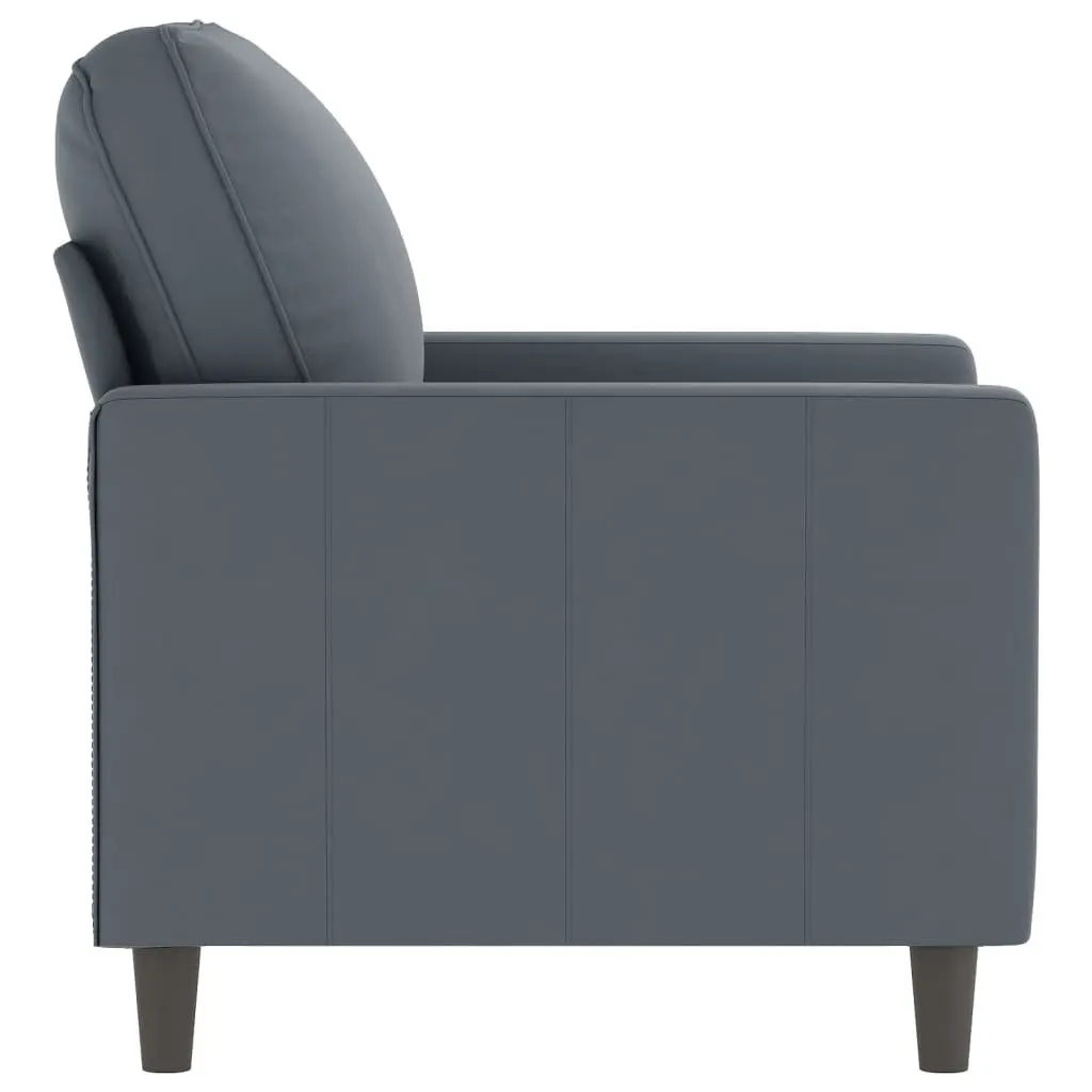 Sofa Chair Grey Velvet 60cm Padded Armchair