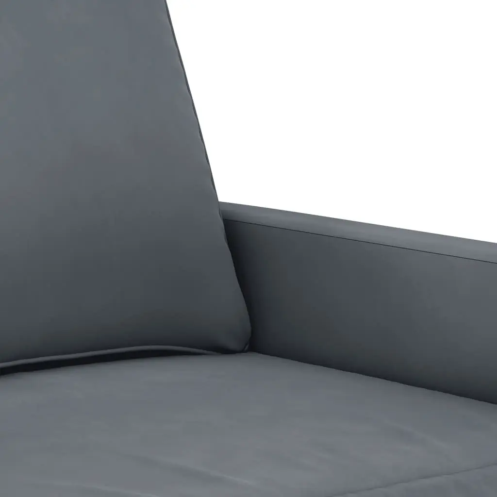 2-Seater Sofa Grey Velvet 140cm Modern Living Room Couch Padded Armrests