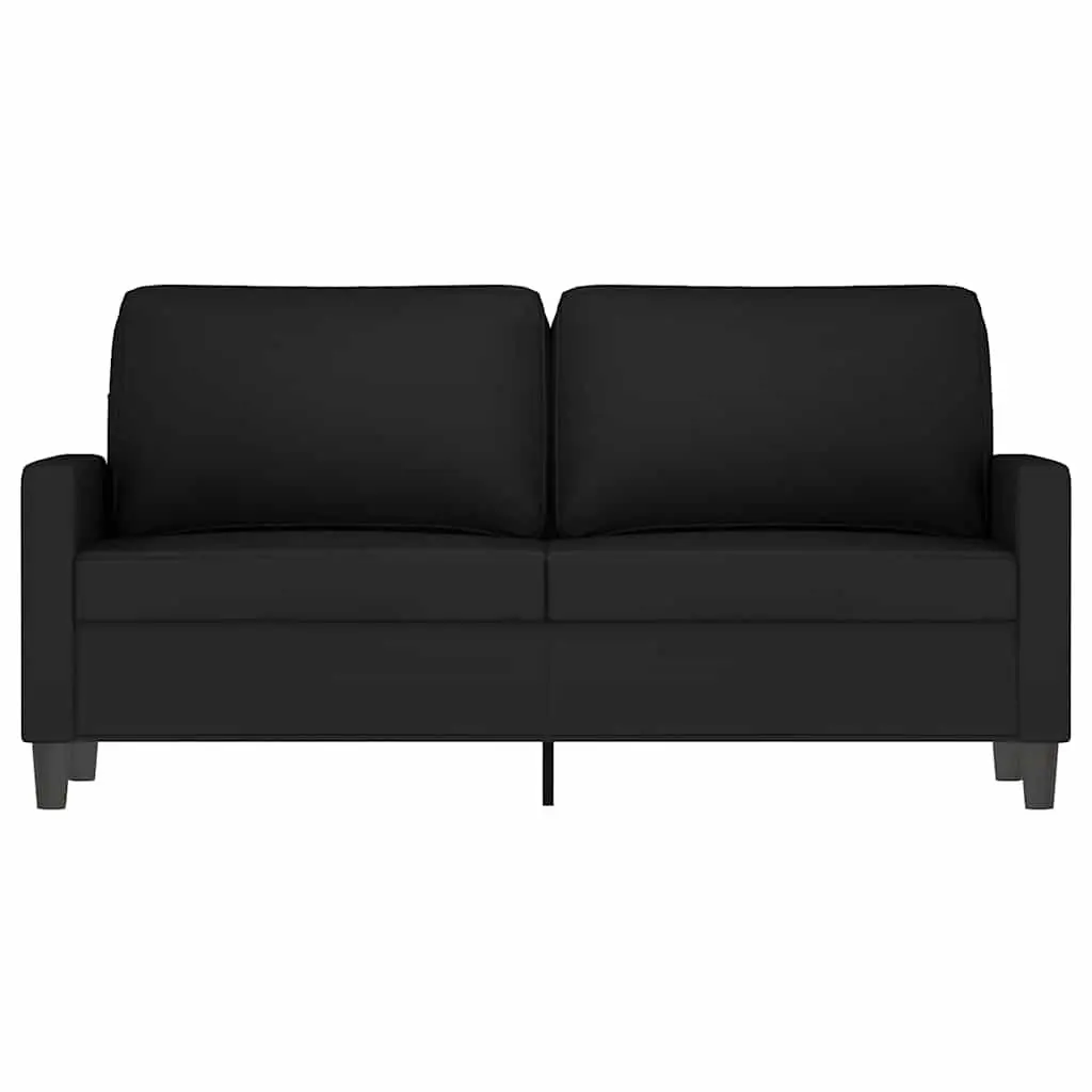 2-Seater Sofa Black Velvet Upholstered 140cm Living Room Couch
