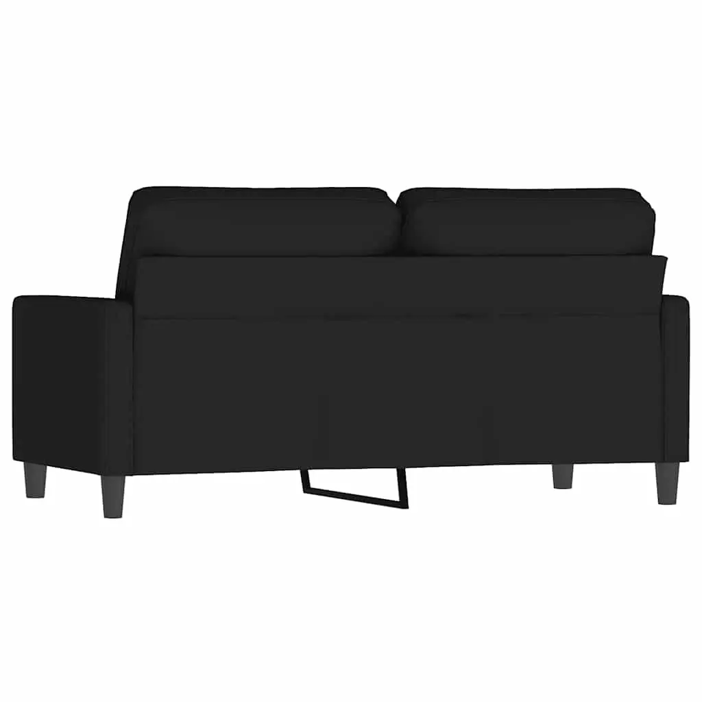 2-Seater Sofa Black Velvet Upholstered 140cm Living Room Couch