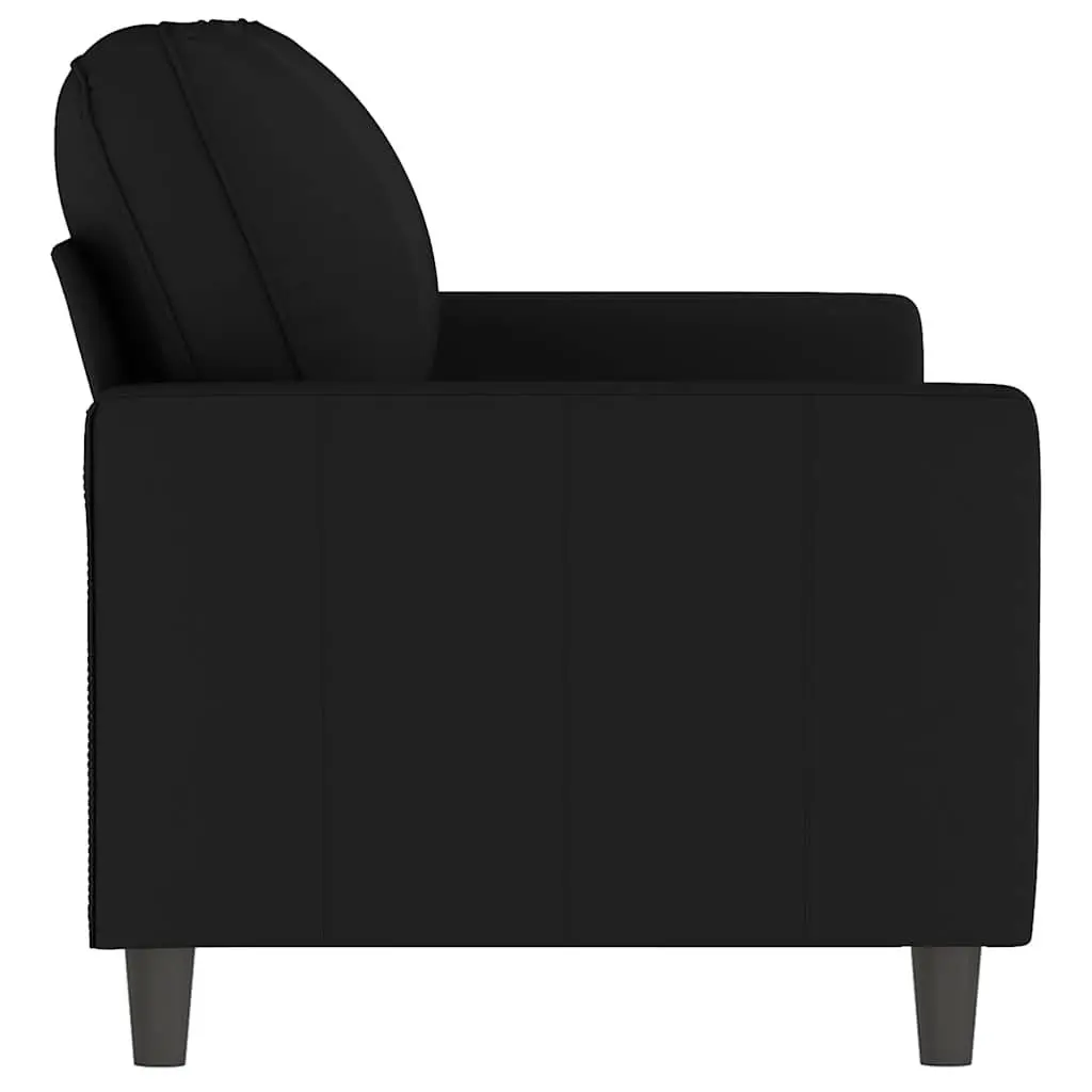 2-Seater Sofa Black Velvet Upholstered 140cm Living Room Couch