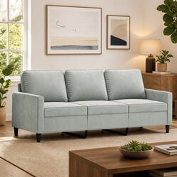 Cozy Grey Velvet 3-Seater Lounge Sofa for Relaxed Living