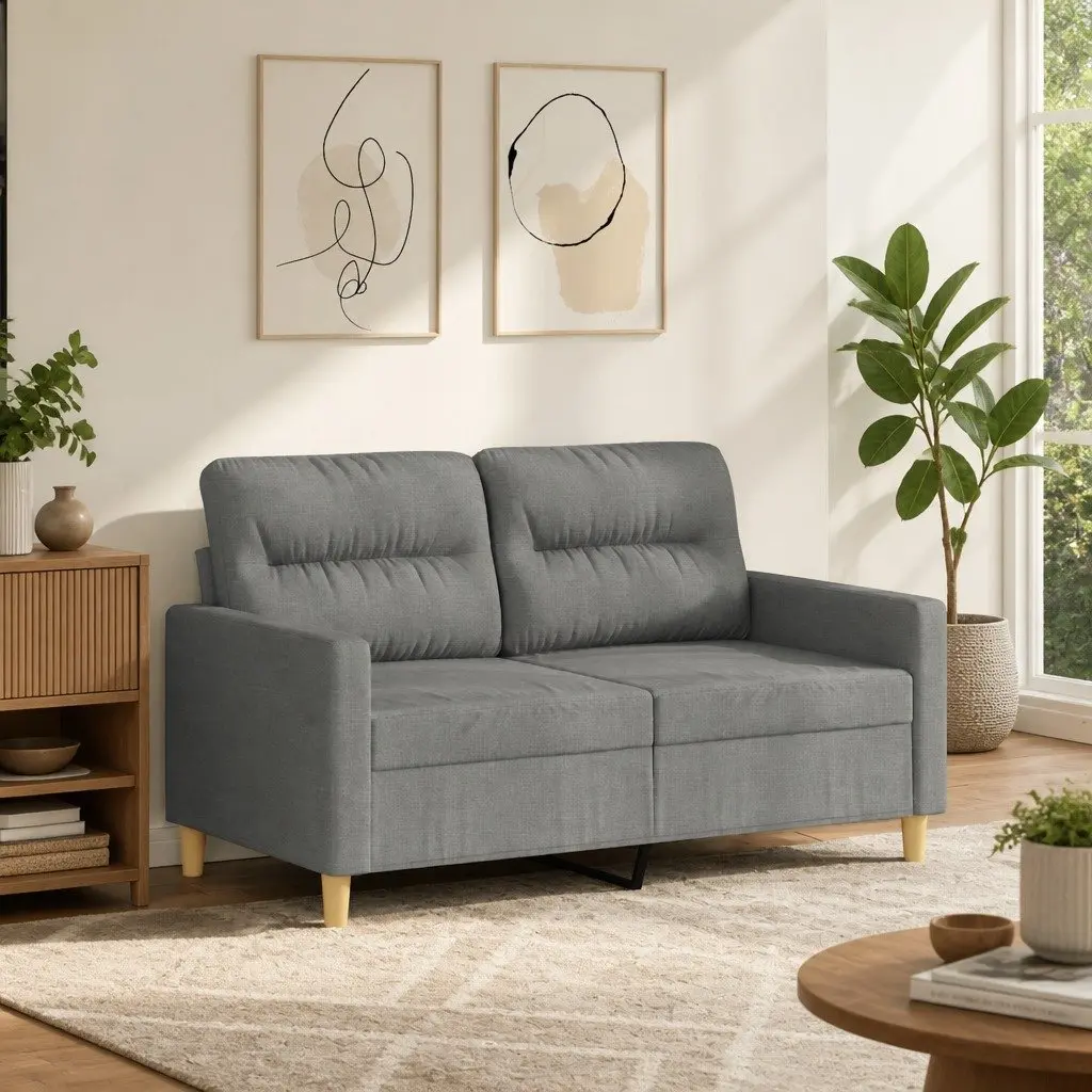 Grey Fabric Upholstered Couch 120cm 2-Seater Sofa Living Room Settee