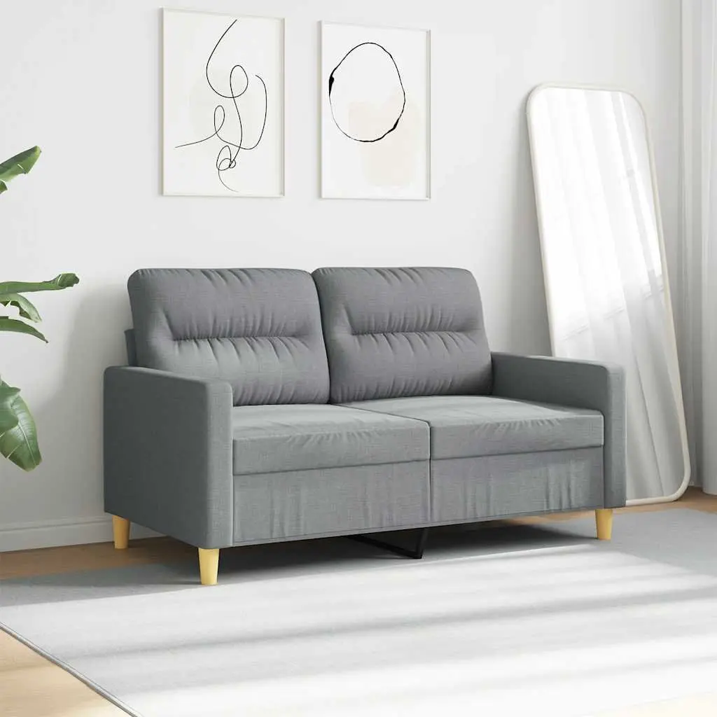 Grey Fabric Upholstered Couch 120cm 2-Seater Sofa Living Room Settee