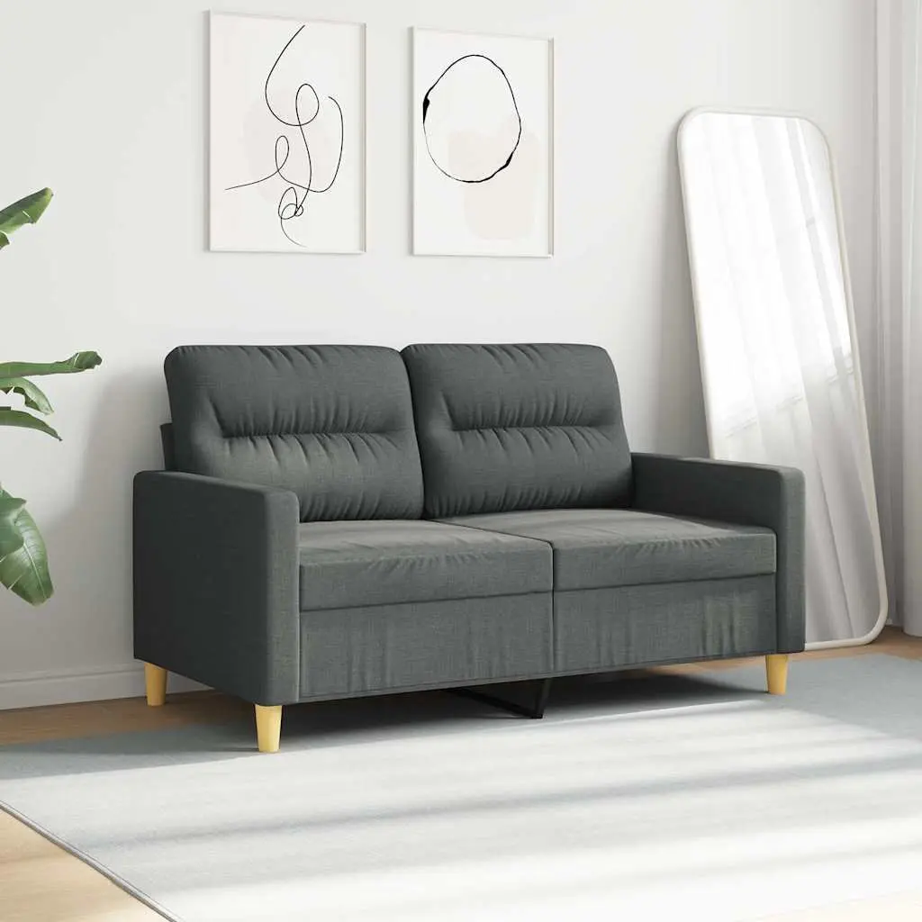 2-Seater Sofa Grey Fabric 120cm Living Room Couch Comfortable Upholstered Seat