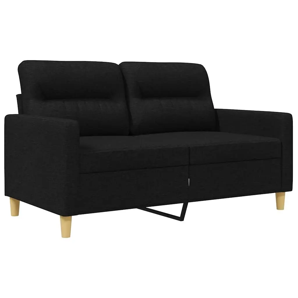 2-Seater Sofa Black Fabric Modern Lounge Couch 120cm