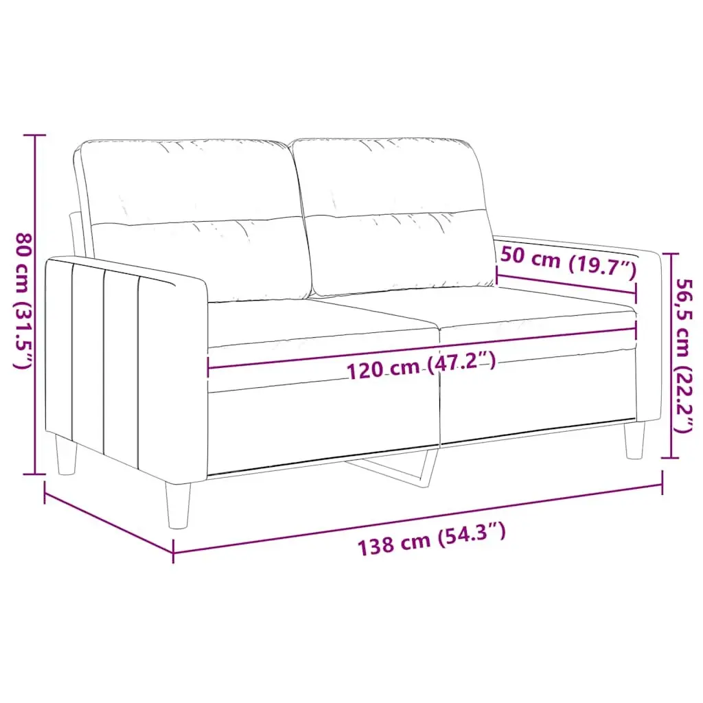 2-Seater Sofa Black Fabric Modern Lounge Couch 120cm