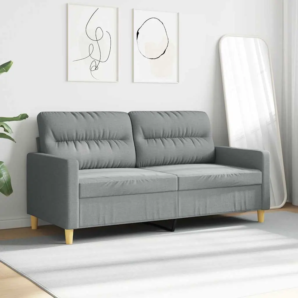2-Seater Sofa Grey 140cm Fabric Living Room Couch Comfortable Padded Armrests