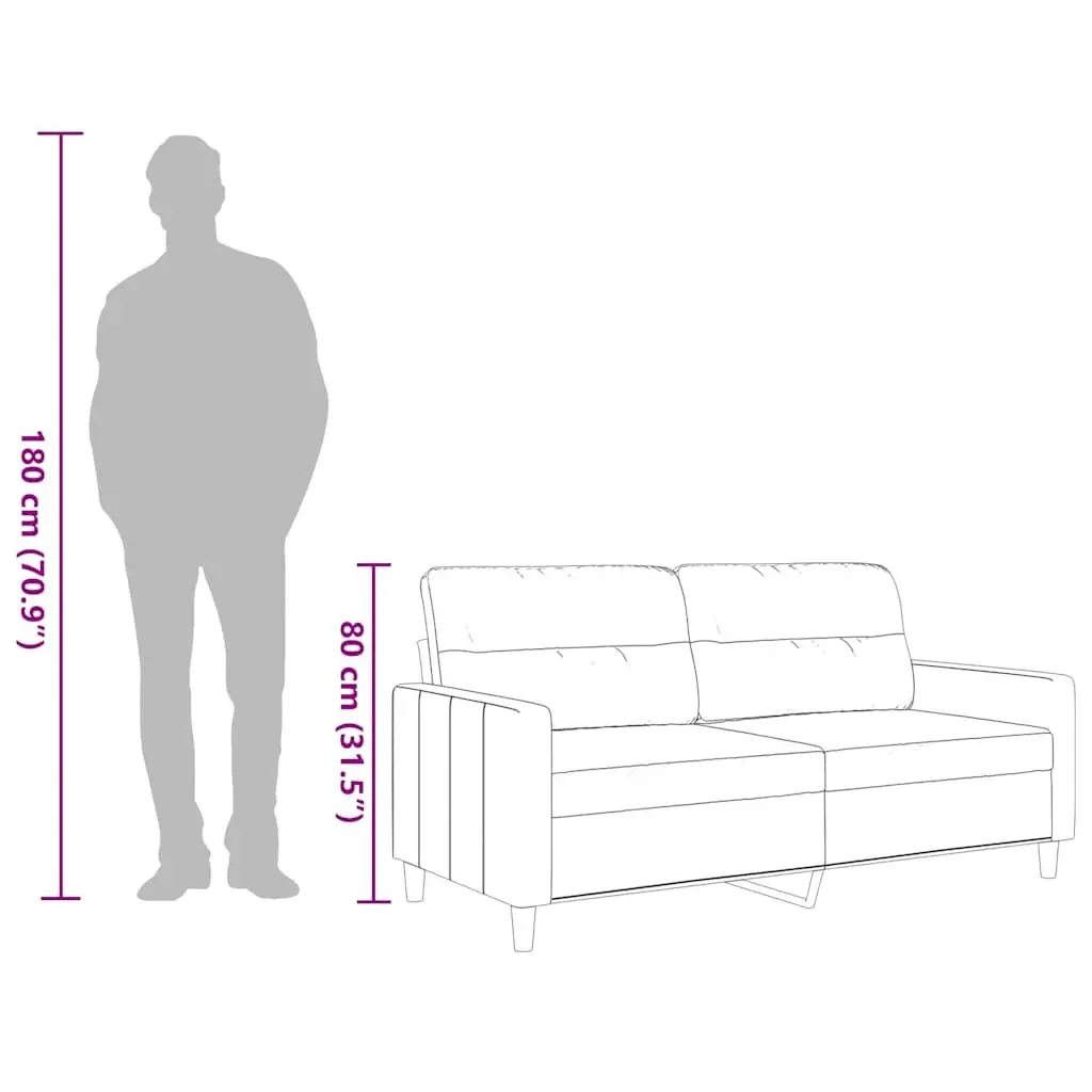 2-Seater Sofa Grey 140cm Fabric Living Room Couch Comfortable Padded Armrests