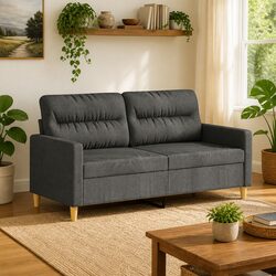 2-Seater Sofa Grey Fabric Lounge Couch 140cm Living Room Furniture Comfortable