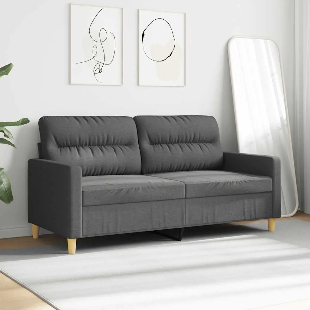2-Seater Sofa Grey Fabric 140cm Modern Lounge Couch