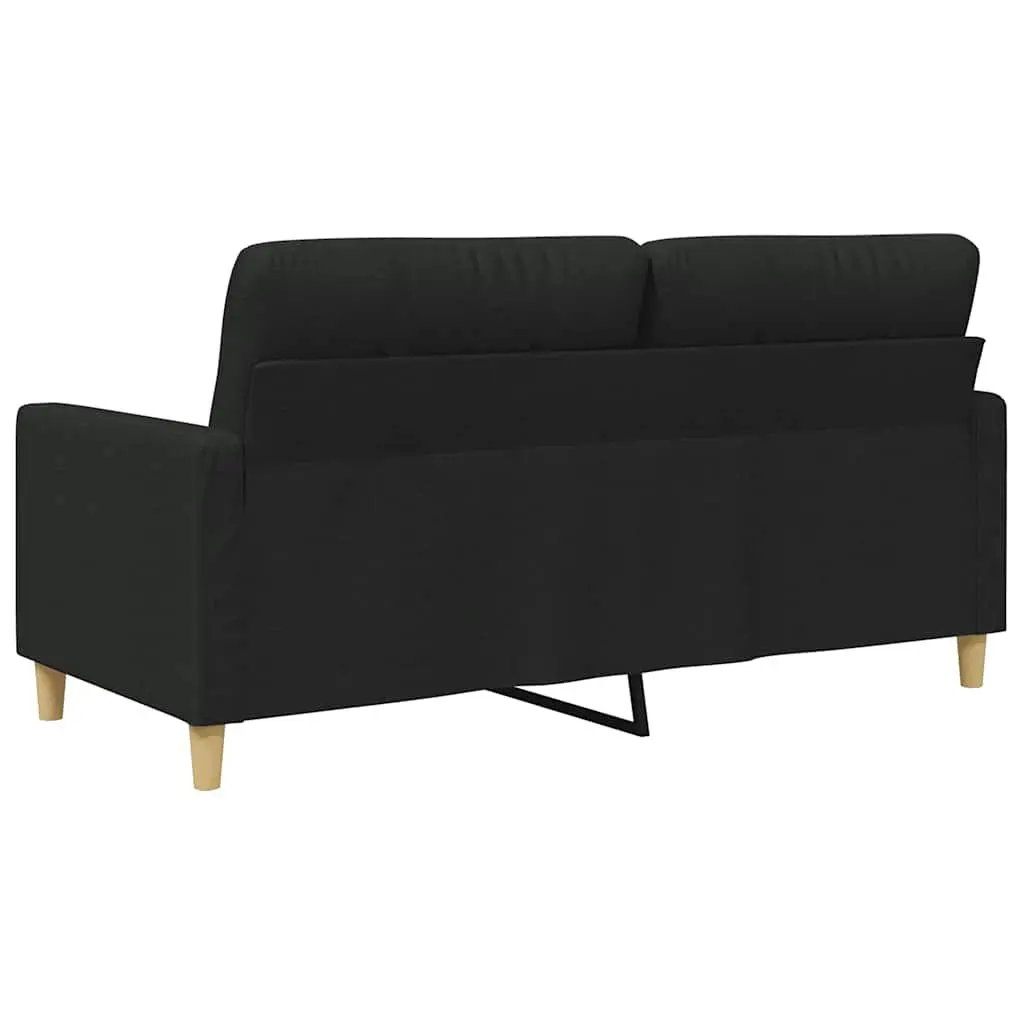 2-Seater Sofa Black Fabric 140cm Living Room Couch Modern Design Comfortable