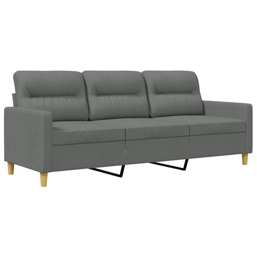 3-Seater Sofa Grey Fabric Modern 180cm