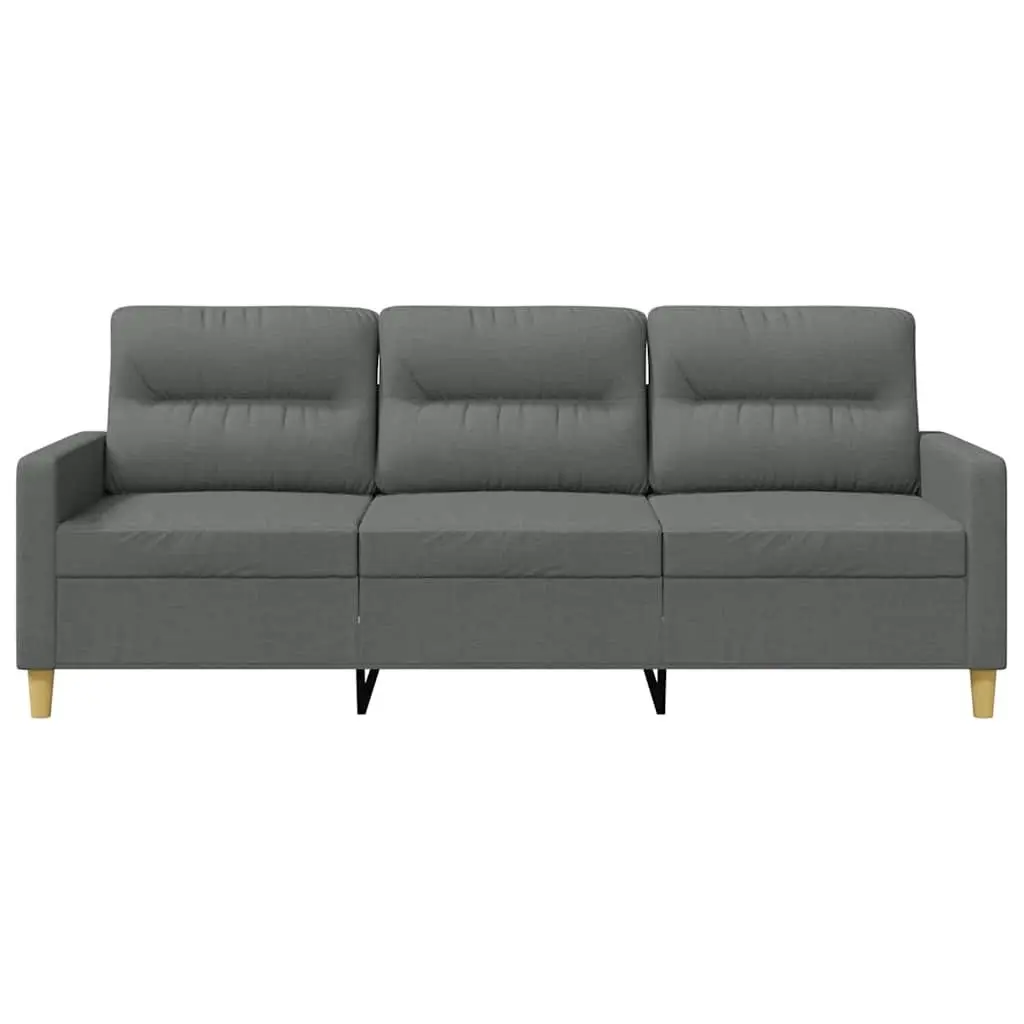 3-Seater Sofa Grey Fabric Modern 180cm