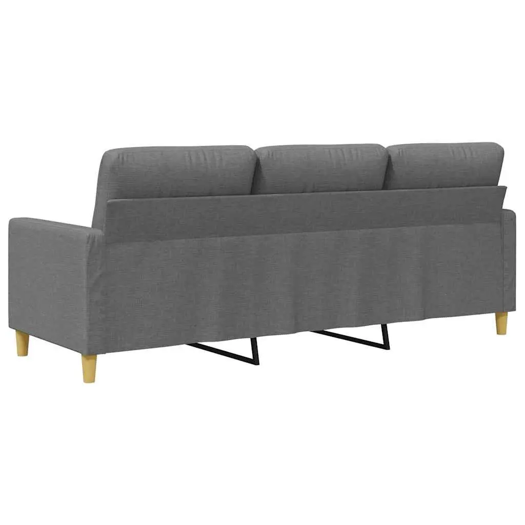 3-Seater Sofa Grey Fabric Modern 180cm