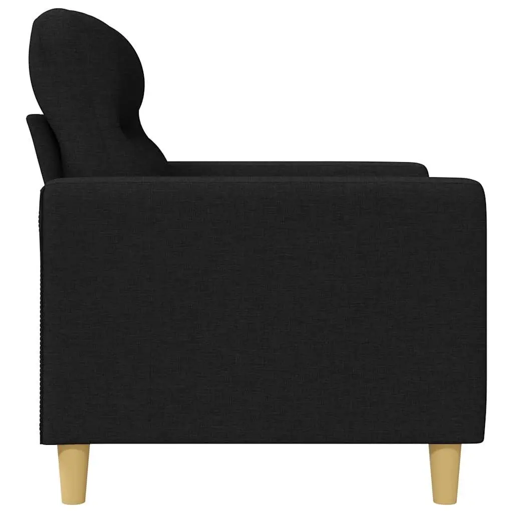 3-Seater Sofa Black 180cm Modern Living Room Couch Fabric Upholstered Furniture