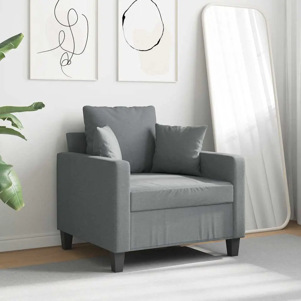 Sofa Chair Grey 60cm Fabric Armchair Lounge Single Seat Living Room Furniture