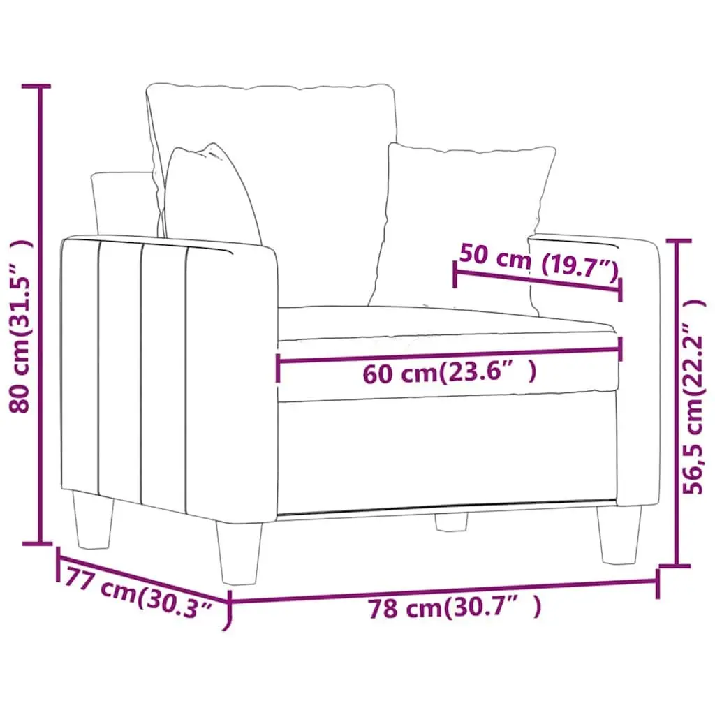 Sofa Chair Grey 60cm Fabric Armchair Lounge Single Seat Living Room Furniture