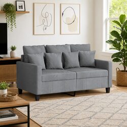 2-Seater Sofa Light Grey 120cm Modern Lounge Couch Fabric Settee Living Room