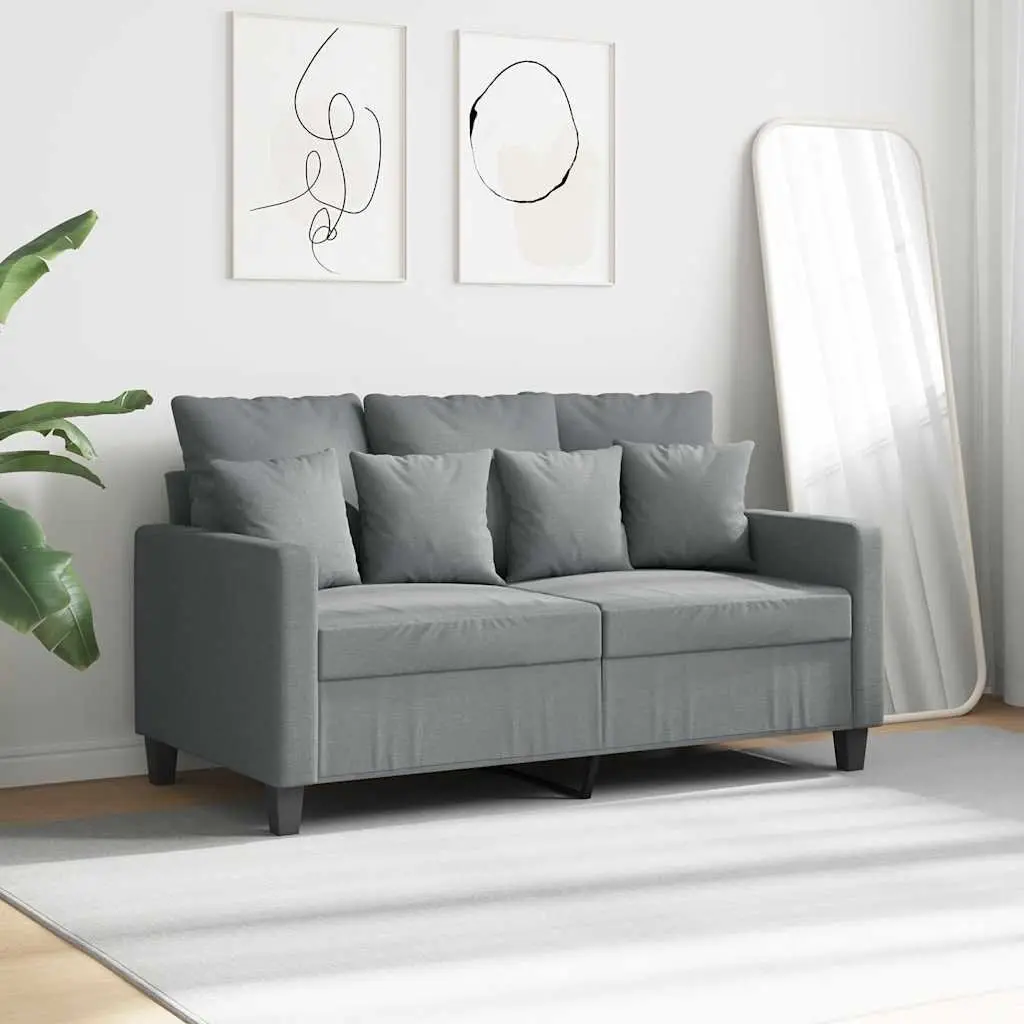 2-Seater Sofa Light Grey 120cm Modern Lounge Couch Fabric