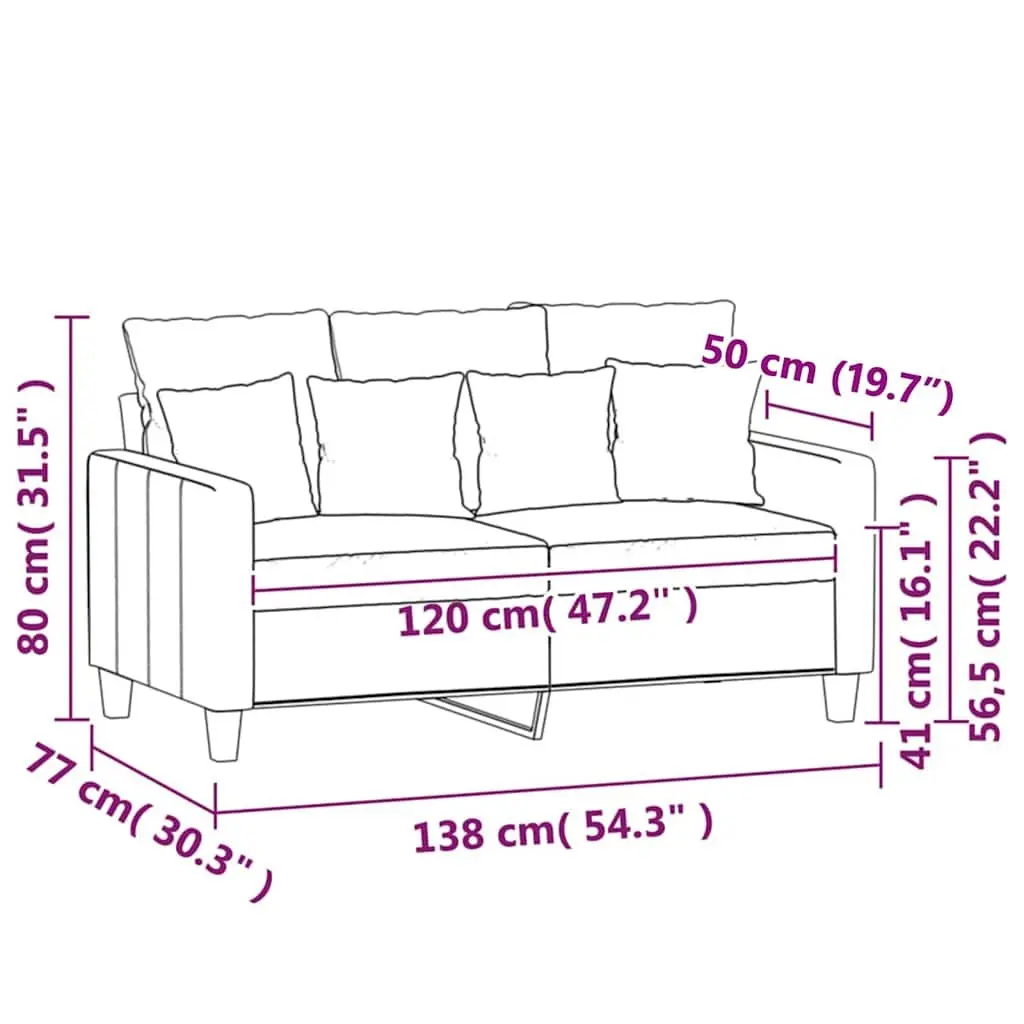 2-Seater Sofa Black 120cm Fabric Couch Living Room Lounge Furniture Settee