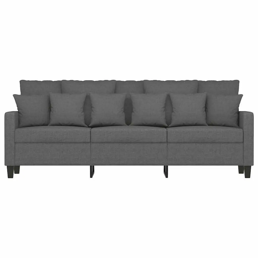 3-Seater Sofa Dark Grey Fabric Upholstered 180cm Living Room Couch