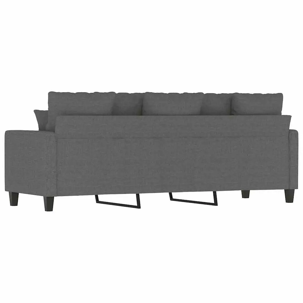 3-Seater Sofa Dark Grey Fabric Upholstered 180cm Living Room Couch