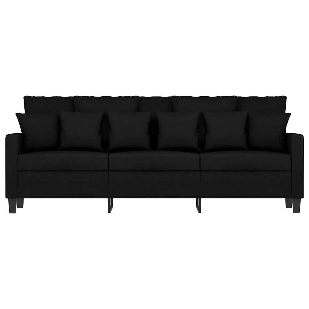 3-Seater Sofa Black 180cm Fabric Lounge Couch Living Room Furniture Modern
