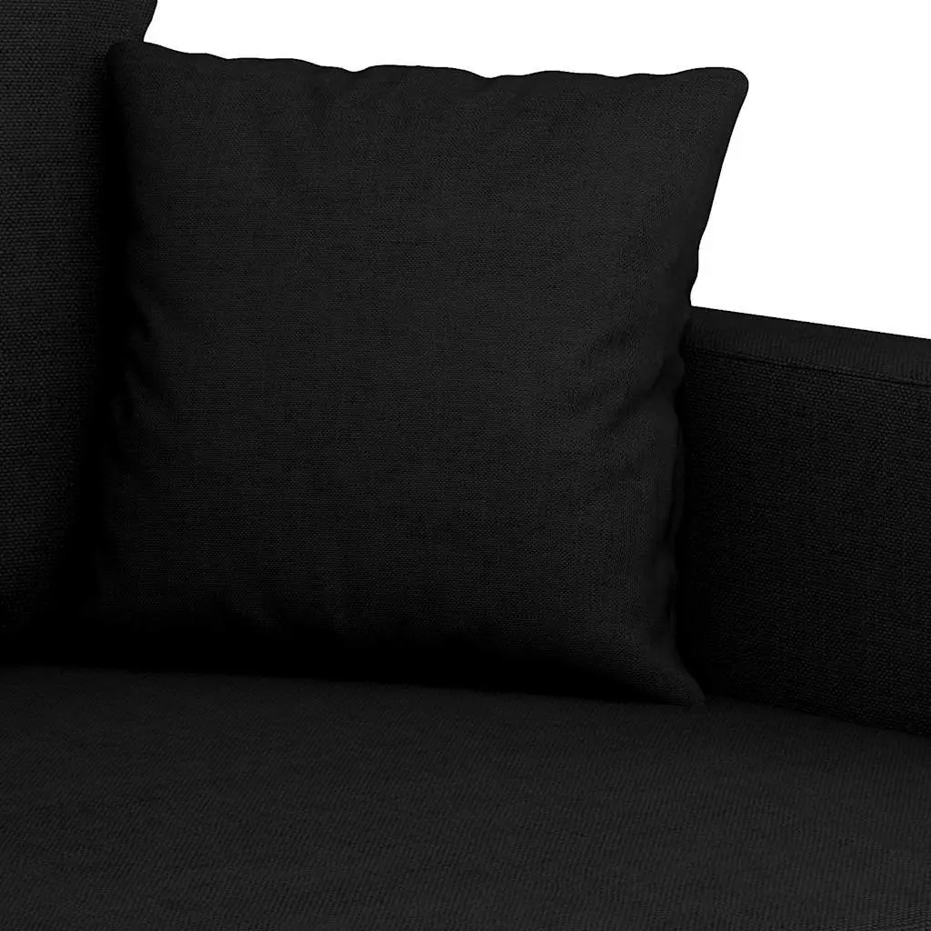 3-Seater Sofa Black 180cm Fabric Lounge Couch Living Room Furniture Modern