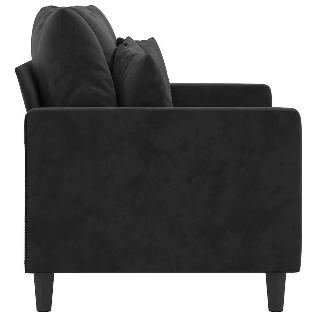 2-Seater Sofa Modern Velvet Upholstered Black 120cm