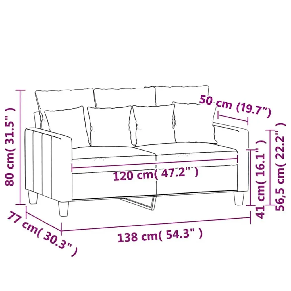 2-Seater Sofa Modern Velvet Upholstered Black 120cm