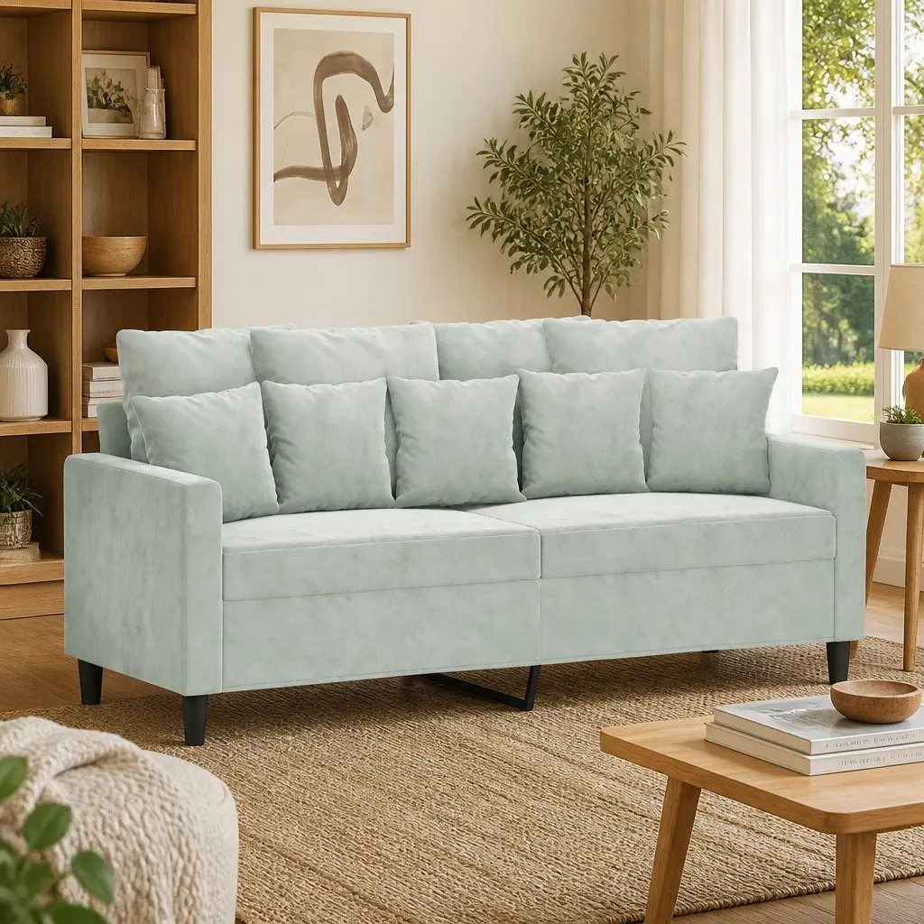 2-Seater Sofa Grey Velvet 140cm Modern Couch