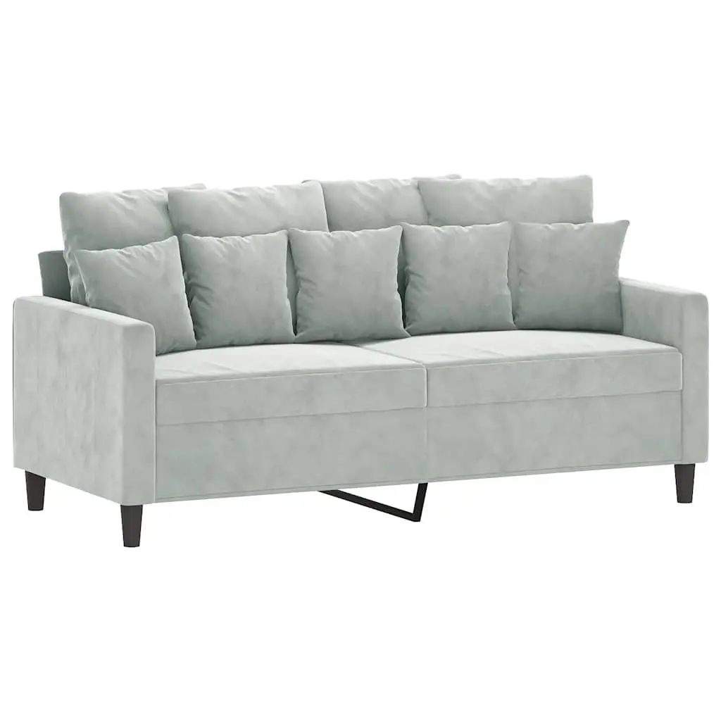 2-Seater Sofa Grey Velvet 140cm Modern Couch