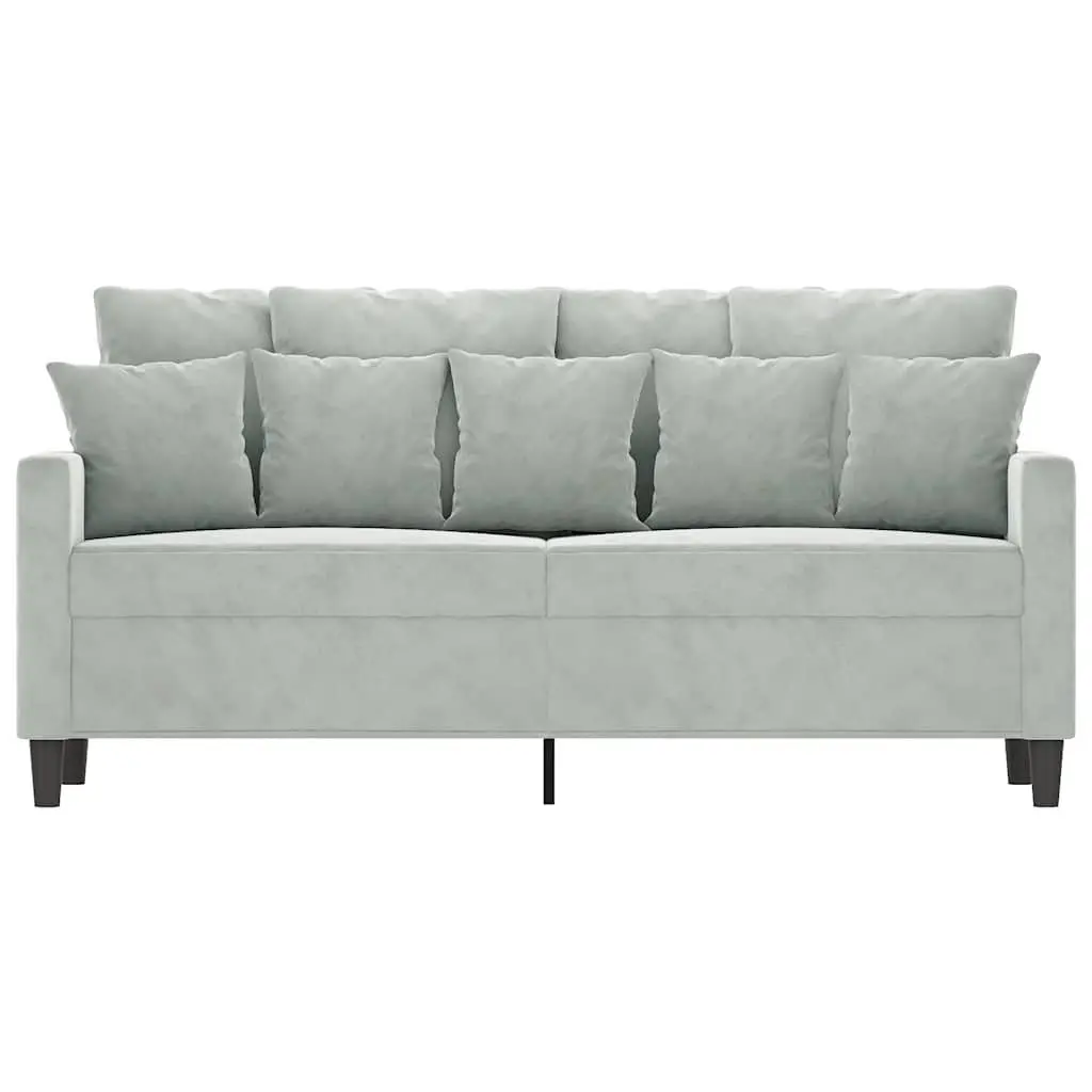 2-Seater Sofa Grey Velvet 140cm Modern Couch