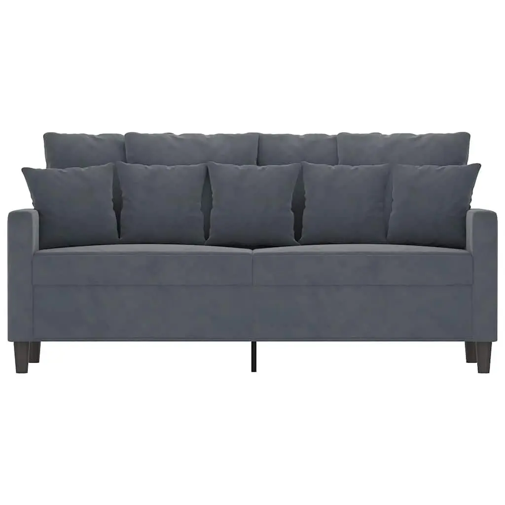 2-Seater Sofa Grey Velvet 140cm Modern Living Room Couch Padded Armrests