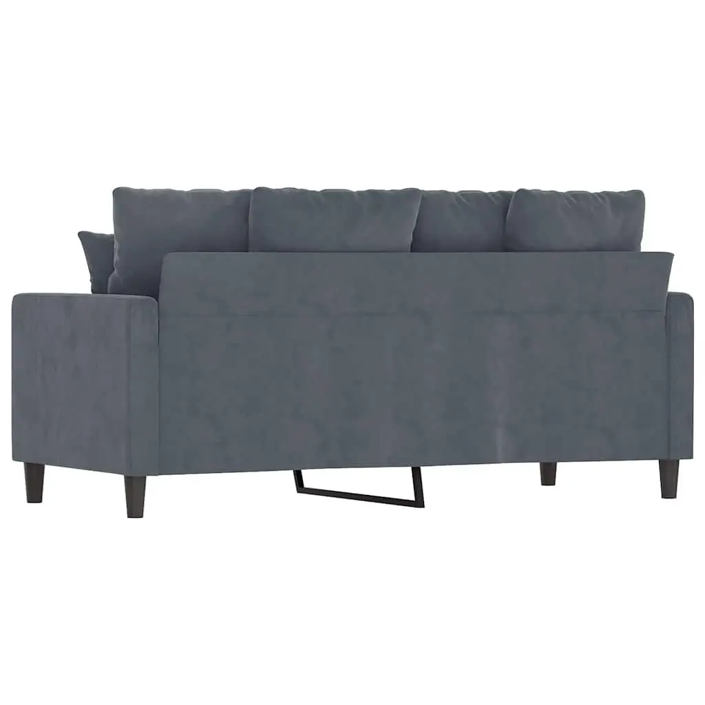 2-Seater Sofa Grey Velvet 140cm Modern Living Room Couch Padded Armrests