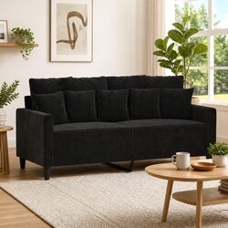 2-Seater Sofa Black 140cm Modern Living Room Couch Velvet Upholstered Furniture