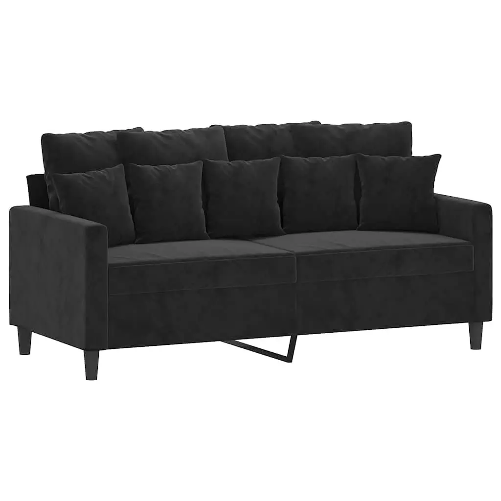 2-Seater Sofa Black 140cm Modern Living Room Couch Velvet Upholstered Furniture