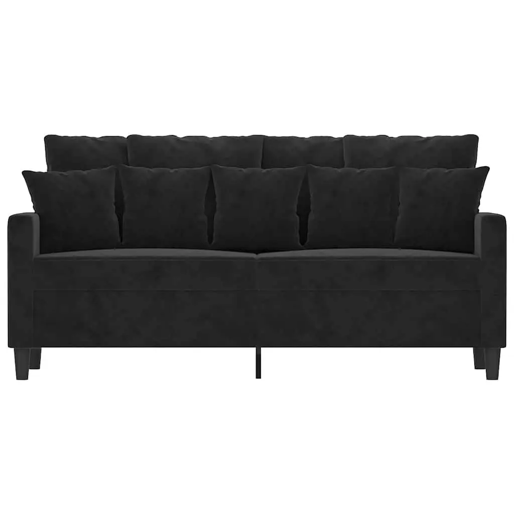 2-Seater Sofa Black 140cm Modern Living Room Couch Velvet Upholstered Furniture