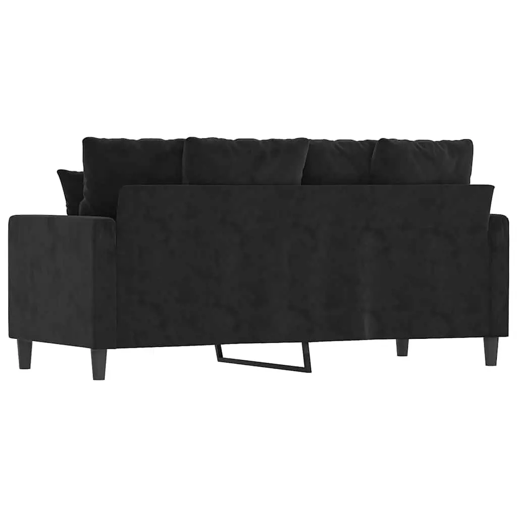 2-Seater Sofa Black 140cm Modern Living Room Couch Velvet Upholstered Furniture