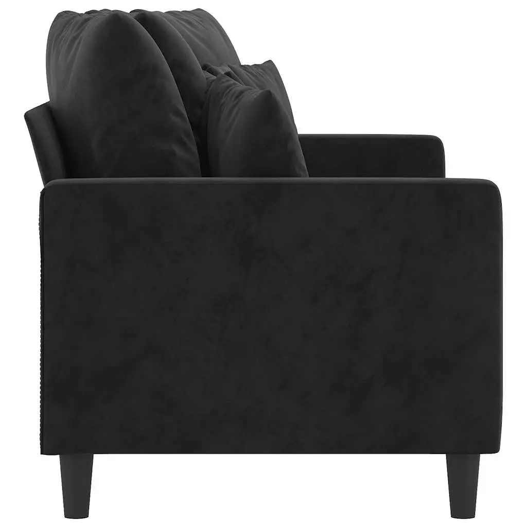 2-Seater Sofa Black 140cm Modern Living Room Couch Velvet Upholstered Furniture