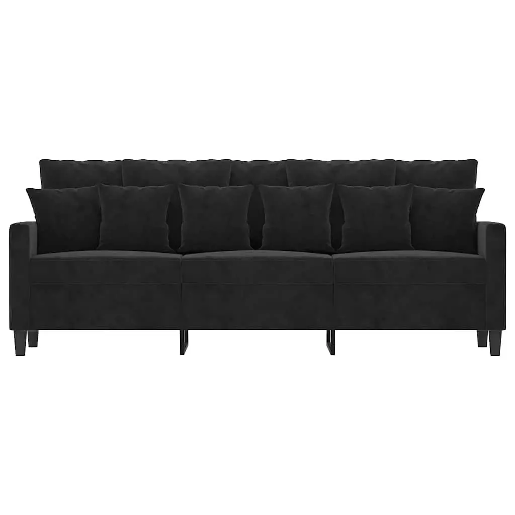 3-Seater Sofa in Black Velvet