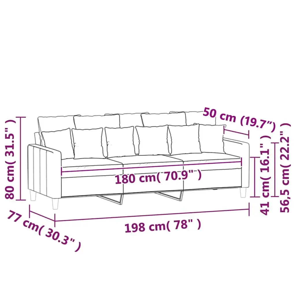 3-Seater Sofa in Black Velvet