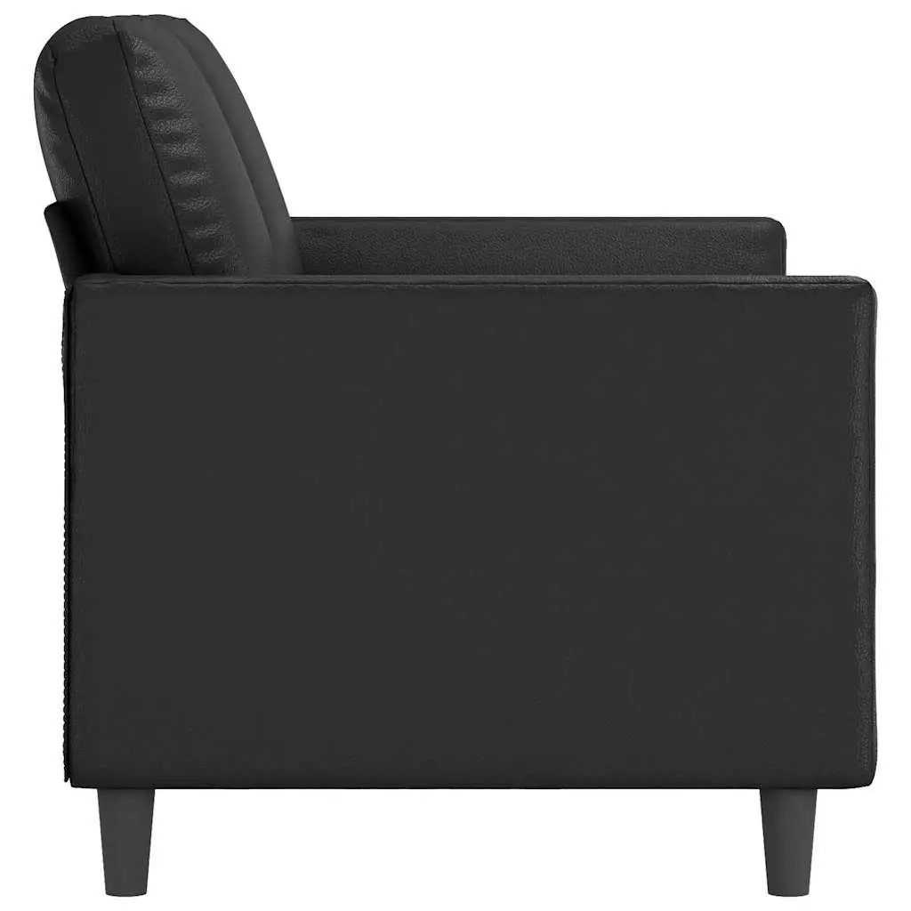 2-Seater Sofa Black Faux Leather 120cm Modern Living Room Couch