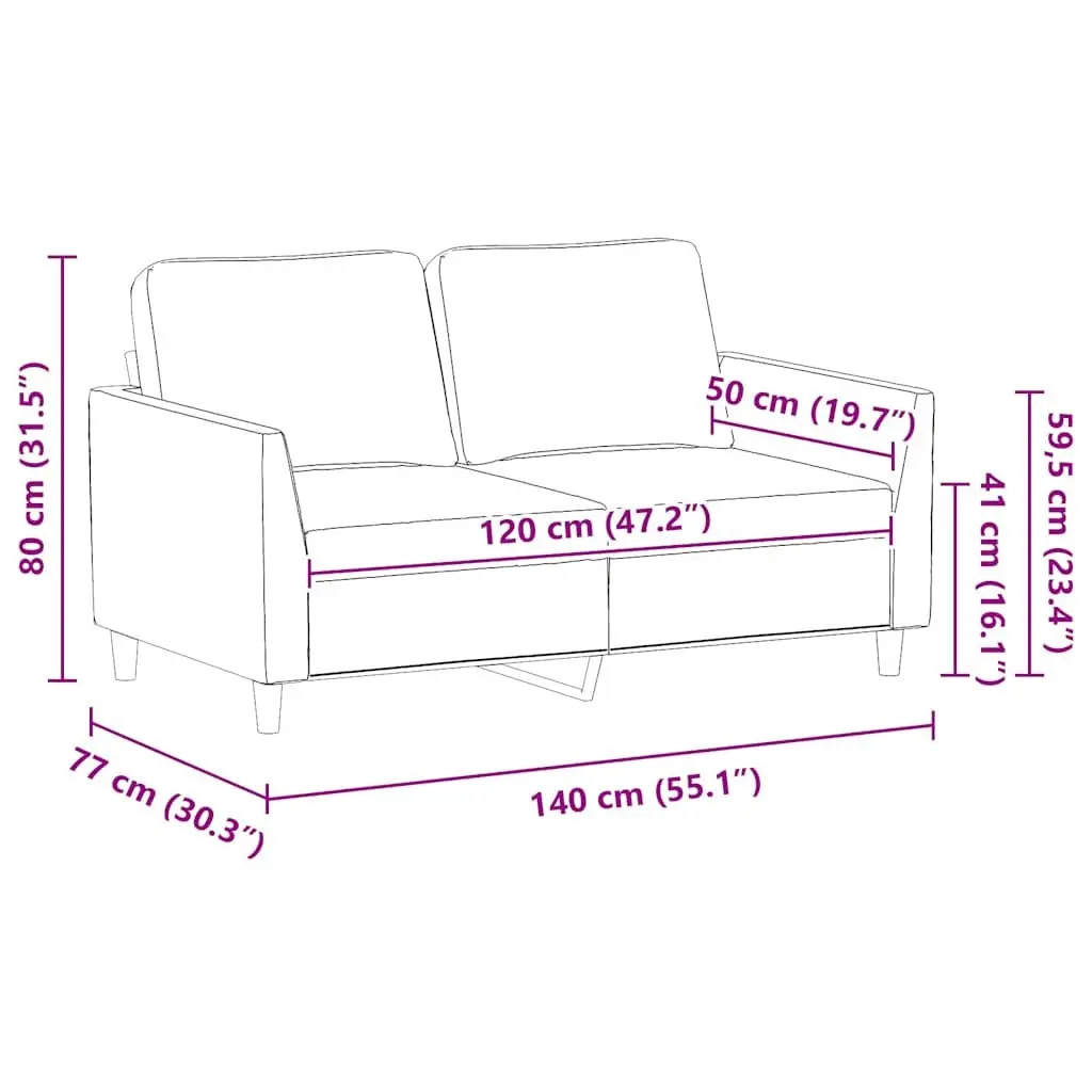 2-Seater Sofa Black Faux Leather 120cm Modern Living Room Couch