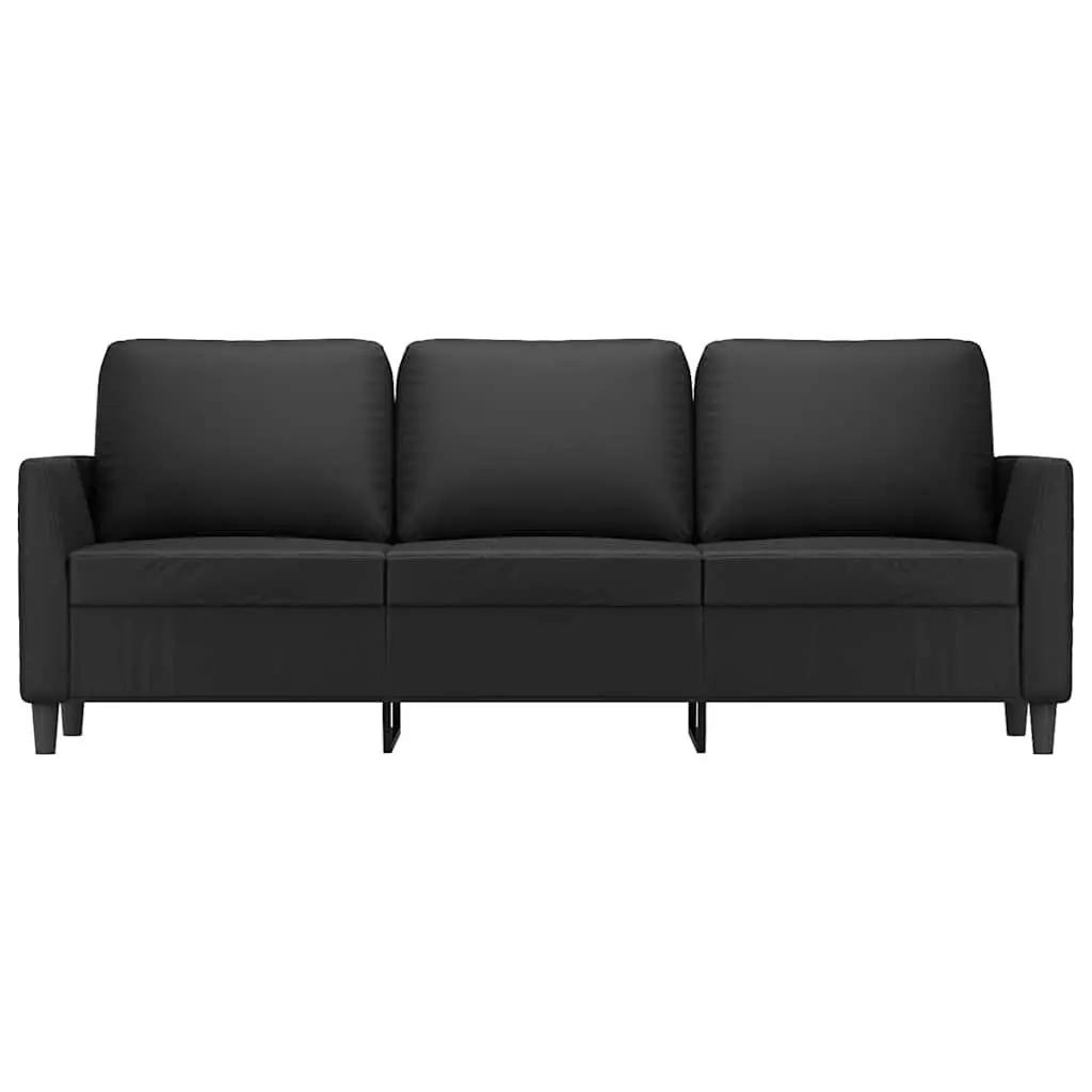 3-Seater Sofa Black 180cm Modern Lounge Couch Faux Leather Living Room Furniture