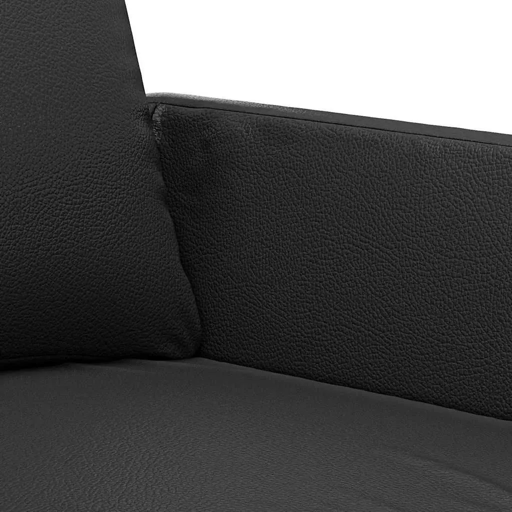 3-Seater Sofa Black 180cm Modern Lounge Couch Faux Leather Living Room Furniture